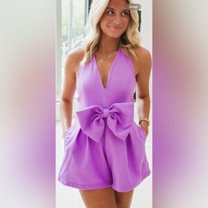 Purple Sleeveless Jumpsuit with Bow Detail
